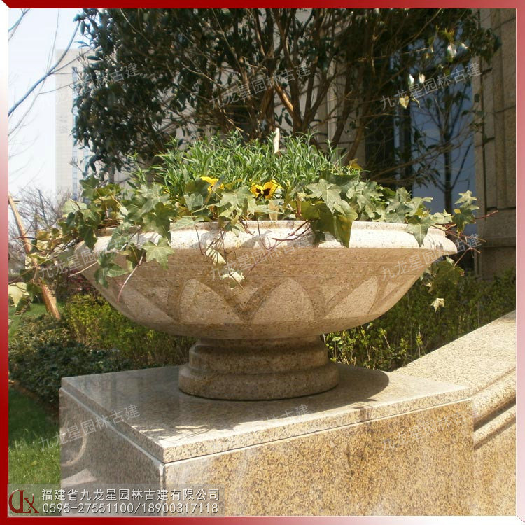 石雕花崗巖花缽圖片
