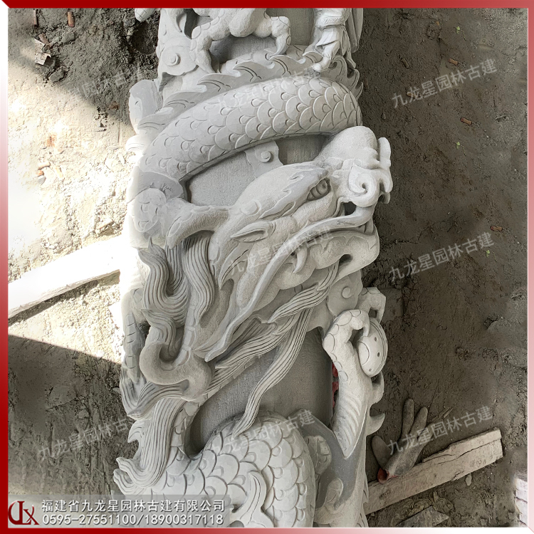 惠安青石石雕龍柱圖片