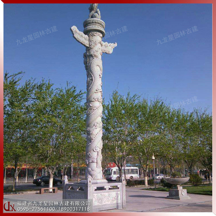 廣場石雕龍柱圖片