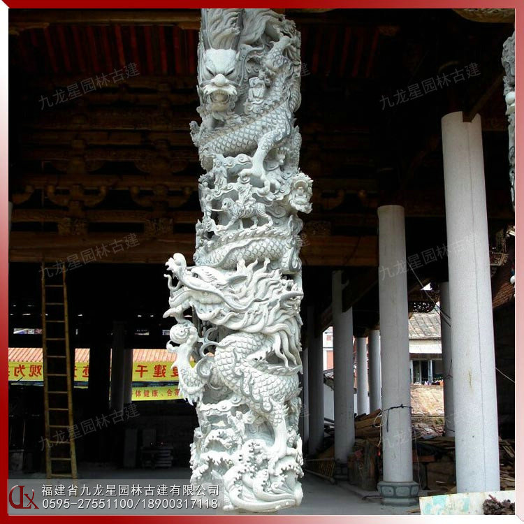 石雕龍柱圖片