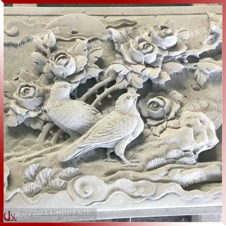 石雕鳥浮雕圖片